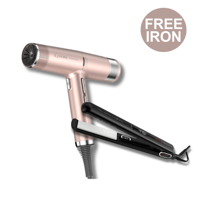 GAMA IQ3 ROSE GOLD DRYER WITH FREE IRON